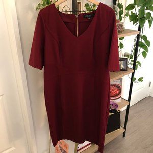 plus size 9-to-5 stretch work dress in merlot